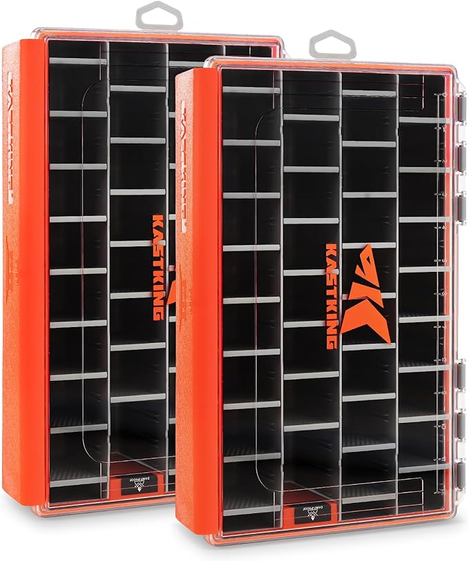 KastKing HyperSeal Waterproof Tackle Box, 3700 Deep Tackle Trays, Fishing Tackle Box Organizer With Removable Dividers, Fishing Gear & Fishing Accessories Storage