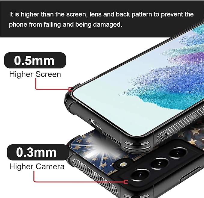 for Samsung Galaxy S21 Case, Red American Flag Horse Cross Pattern Graphic Design Girl Boy Soft Silicone Hard Acrylic Shock Protection for Samsung Galaxy S21