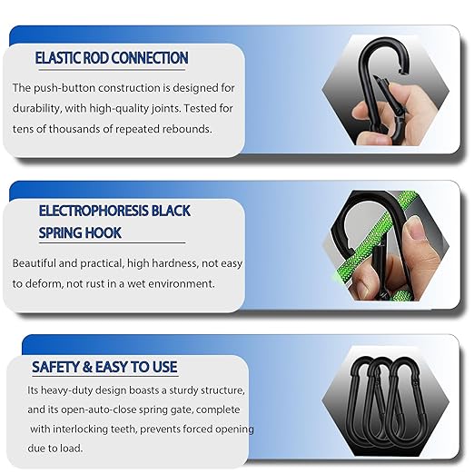 20PCS M4 Heavy Duty Carabiner Clip, 1.57Inch Snap Hook Quick Link Small Carabiner Clips,Spring Link Buckle for Fishing Camping Hammock Dog Leashes-110LBS Holding Capacity (Black)