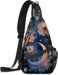 FyLybois Moon Sling Bag for Women Lightweight Crossbody Backpack Casual Daypack with Adjustable Strap for Travel Work Hiking Everyday Use