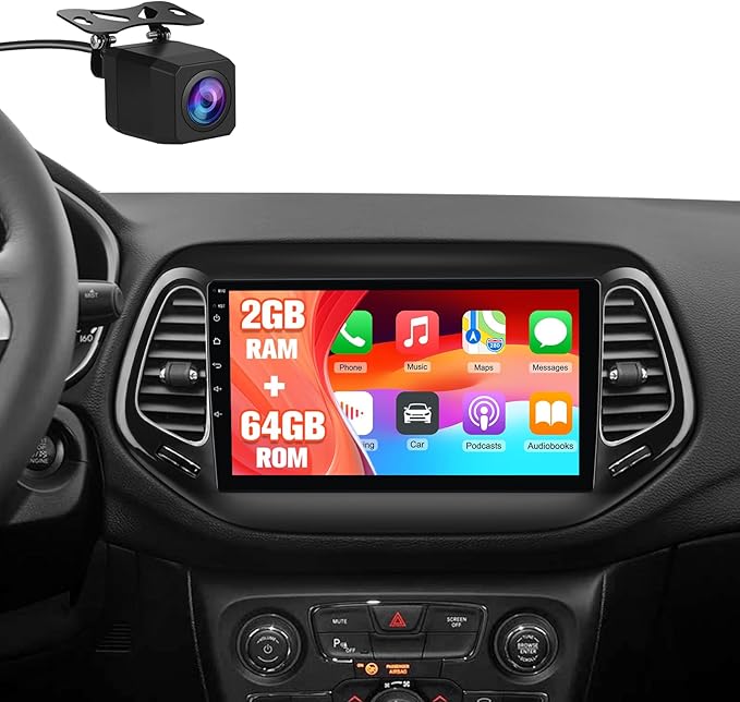 AWESAFE Android 13 Car Stereo for Jeep Compass 2017 2018 2019 2020, 10" Touchscreen Radio for Jeep Compass with Wireless CarPlay&Android Auto, GPS Navigation WiFi AM FM - 2GB+64GB