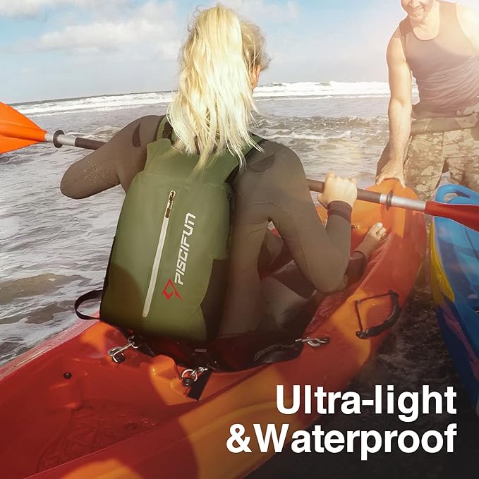Piscifun Dry Bag Waterproof, Lightweight Dry Backpack Roll-Top Sealed with Waist Pouch and Phone Case Keeps Gear Dry Inside for Kayaking, Boating 10L 20L 30L