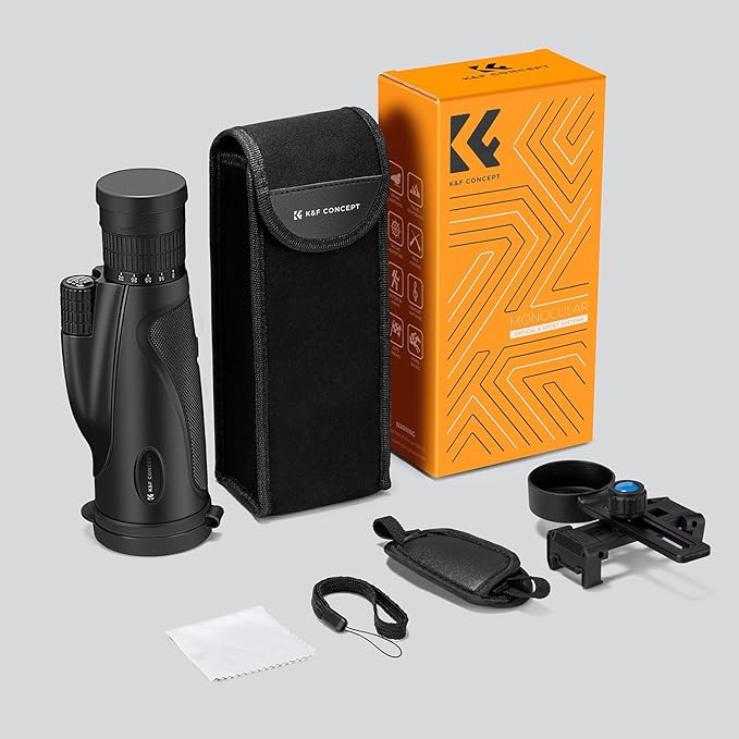 K&F Concept 8-32X50 Zoom Monocular - High Power Dual Focus Prism Compact Monoculars for Kids Adults, with Phone Adapter, Low Light Night Vision, FMC Lens for Bird Watching Hunting Travel Camping Starg