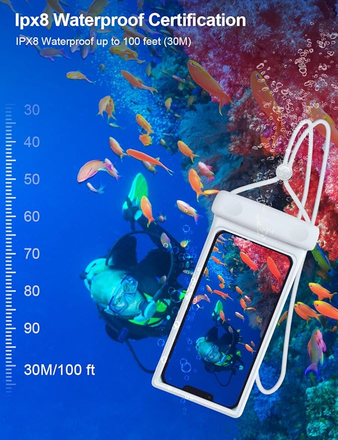 wellhouse 3D Waterproof Phone Pouch with Lanyard,Premium TPU100FT Deep Waterproof Phone Case for iPhone 17 16 15 14 13 12 Pro Max XS Samsung,Snorkeling, Surfing, Kayaking,Skiing,Hot Springs