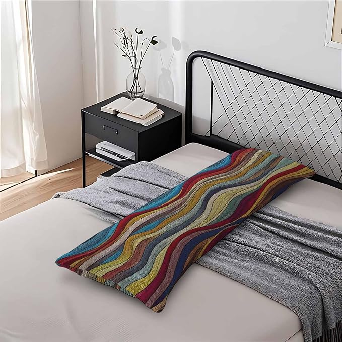 Couch Body Pillow Cover Tribal Wave Bedding Body Pillow Case for Men Women, Retro Ocean Waves Boho Oblong Pillow Covers Throw Cushion Cases for Home Sofa Livingroom 20"X 54"