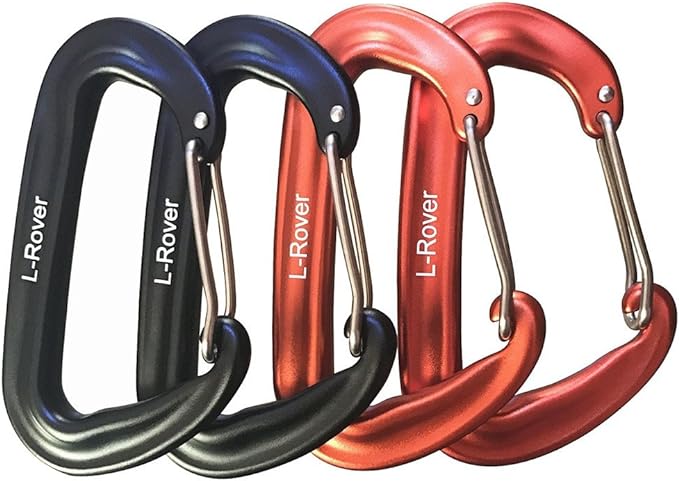 L-Rover Carabiner,12KN Lightweight Heavy Duty Carabiner Clips,Aluminium Wiregate Caribeaners for Hammocks,Camping, Key Chains, Outdoor and Gym etc,Hiking & Utility