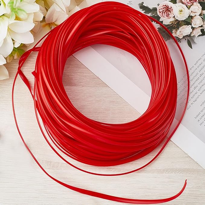 GORGECRAFT 30m*5mm Rattan Weaving Wicker Outdoor Red Synthetic Rattan Roll Wicker Repair Kit Flat Cord Webbing Basket Weave Patio Chair Sofas Repair Supplies for Lawn Furniture Garden