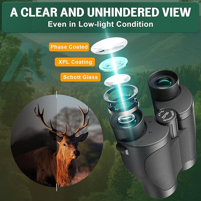 Aurosports 16x32 Binoculars for Adults and Kids - 16x High Power Binoculars for Detail Observation - Low Light Vision Easy Focus Compact Binocular for Bird Watching Hunting Travel Gifts for Men