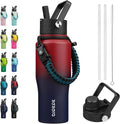 BJPKPK Insulated Water Bottles with Straw Lid, 23oz Metal Water Bottle with 2 lids & Paracord Strap, Double Wall Stainless Steel Vacuum Tumblers, Cups,Thermo for Hot& Cold Drinks,Charming Red