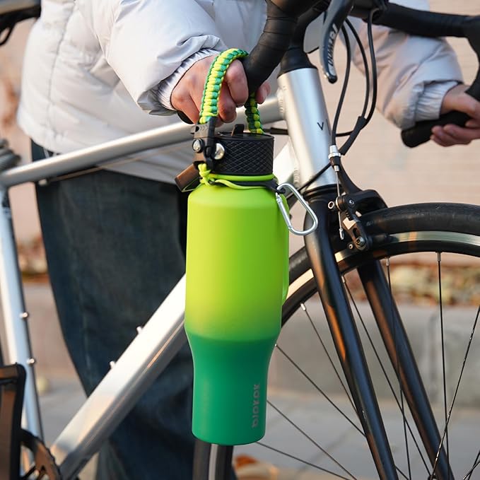 BJPKPK Insulated Water Bottles with Straw Lid, 23oz Metal Water Bottle with 2 lids & Paracord Strap, Double Wall Stainless Steel Vacuum Tumblers, Cups, Mugs, Thermo for Hot& Cold Drinks, Bamboo Grove