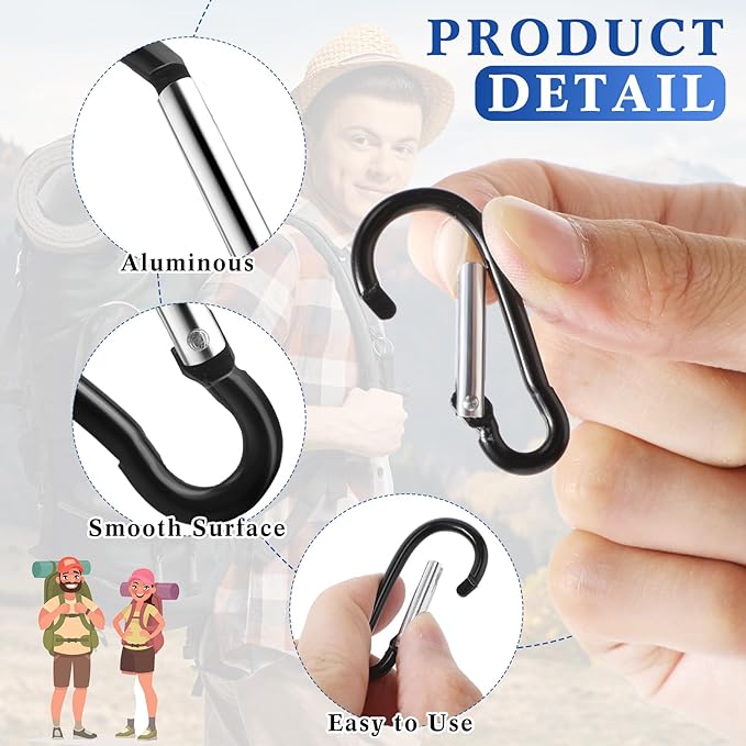 Yaocom 300 Pcs 2" Carabiner Bulk Small Carabiner Clip for Keys Spring Snap Hooks Aluminum Alloy Keychain Clip for Hanging Camping Backpacking Hiking Traveling Fishing Outdoor