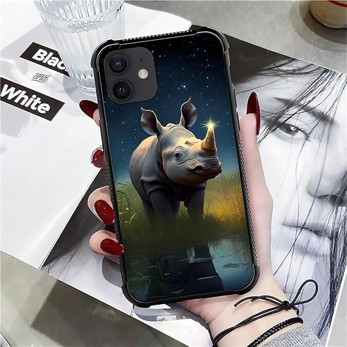 for iPhone 11 Case, Rhino Water Marshes Pattern Graphic Design Girl Boy Soft Silicone Hard Acrylic Shock Protection for iPhone 11