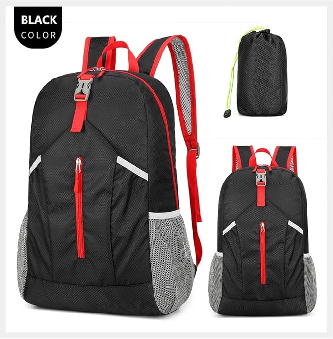 levayhill 25L Foldable Hiking Backpack Lightweight Packable Basic-Daypack Collapsible Bag Water-Resistant Travel Men Women Camping Cycling Outdoor (Black)