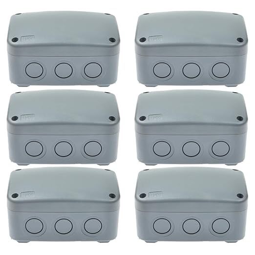Nineleaf 6PK Outdoor Junction Box ABS Plastic Dustproof IP66 Waterproof Universal Electrical Boxes Project Enclosure Grey 4 7/8" 3 1/4" 2 1/4" inch (125x86x62mm) fit 20mm Cable Gland for Outdoor Use