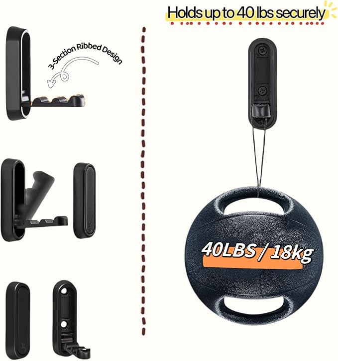 2 Pack Folding Wall Hooks, Foldable Black Coat Hooks for Bathroom, Entryway - Strong Hold for Towels, Robes, Hats, Bags, Keys - Solid Metal Wall Mounted Hooks with Screws