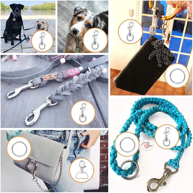 Swivel Snap Hooks, Lucky Goddness 5pcs Metal Heavy Duty Square Eye Clasp Buckle Trigger Clip Multipurpose- Best for Spring Pet Buckle, Key Chain for Linking Dog Leash Collar, Handmade Crafts Project