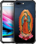 for iPhone 7/8 Case, Red Virgen Guadalupe Pattern Made of Soft Silicone Hard Acrylic Shock Protection for iPhone 7/8