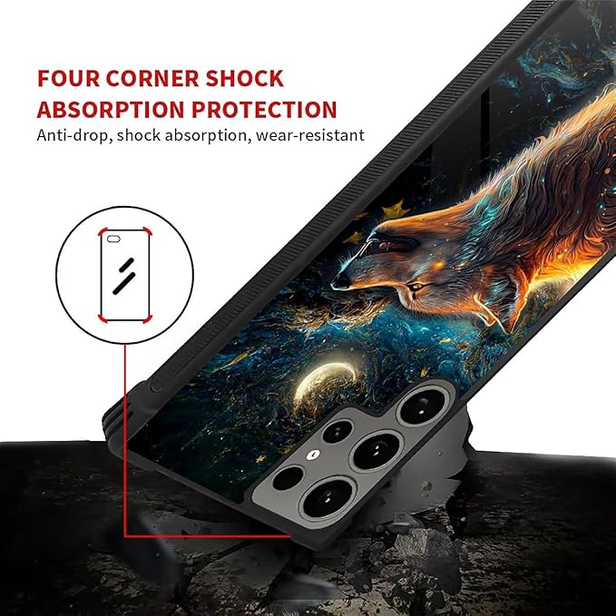 for Samsung Galaxy S24 Ultra Case, Star Cave Hungry Wolf Pattern Graphic Design Girl Boy Soft Silicone Hard Acrylic Shock Protection for Samsung Galaxy S24 Ultra