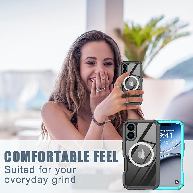for iPhone 16 Plus Case Waterproof, [Shockproof] [Dustproof] [IP68 Waterproof] Full-Body Hard Case Built-in [Lens Screen Protection] for Diving Case (Teal, for iPhone 16 Plus 6.7in)