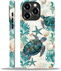 for iPhone 12/12 Pro Case,HH2 Ocean Sea Turtle Nautical Map Hybrid 2 Layer Hard Shell Silicone Protective Pattern Design Case