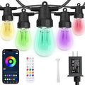CAWWS Outdoor String Lights 75FT, Outdoor Lights for Patio with 30 Dimmable RGBW LED Bulbs, IP66 Waterproof Shatterproof, with APP Control & Remote, 24V Adapter Color Change,for Backyard Decor