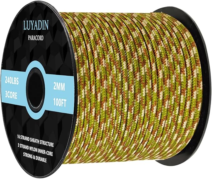 Paracord 240lb - Diameter 2mm Micro Utility Cord -3 Strand Parachute Spool Cord - 100ft 200ft,Paracord for Camping,Hiking,Fishing,Outdoor and DIY