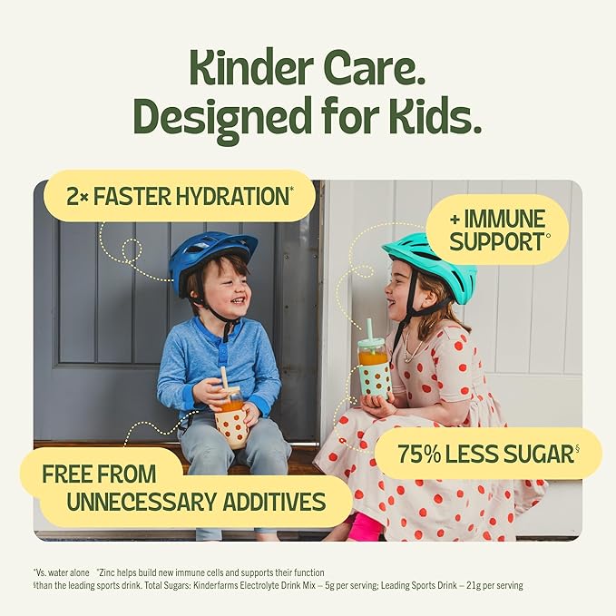 KinderFarms Electrolyte Powder for Kids and Adults - Variety Pack Drink Mix Hydration Packets 28 Count, No Artificial Sweeteners or Flavors, No Synthetic Dyes, Vegan, Non-GMO, Gluten-Free