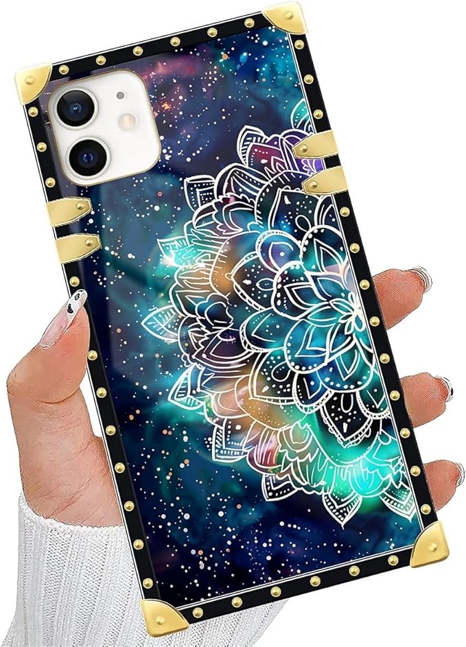 Compatible with iPhone 11 Case, Starry Sky Colourful Mandala Luxury Golden Decoration for Girl Women Soft TPU Shockproof Protective Hard PC Back for iPhone 11
