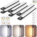12" Ultra-Thin Under Cabinet Lighting Cordless, Aluminum Alloy Under Counter Lights for Kitchen, 3-Color-Temps Magnetic Closet Lights, Rechargeable Motion Sensor Light Indoor (6 Pack, Black)