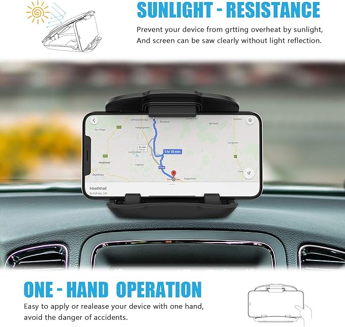 WixGear GPS Holder for Car, GPS Dash Mount for Garmin, Nuvi Drive Dezl Drivesmart, Tomtom, Magellan Roadmate, Rand McNally, Navman, Dash Anti-Slip Vehicle Phone Holder Compatible with All Smartphones