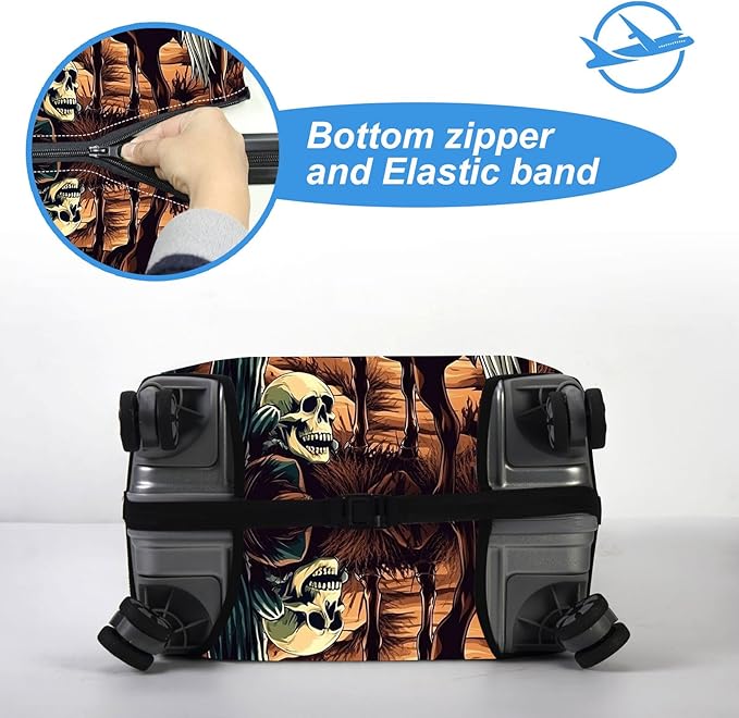 Luggage Cover Protector for 22-24 Inch Suitcases, TSA Approved Elastic Travel Suitcase Covers, Anti-Scratch Washable Luggage Sleeve for Carry On & Checked Bags, Cowboy on Horseback