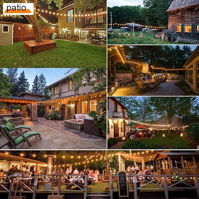SUFEIMAS Outdoor String Lights LED 150FT with 46 Sockets 48pcs S14 Shattreproof Edison Bulbs,Dimmable LED Outdoor String Lights for Outside, Patio,Backyard, Market, Cafe (2 * 75FT)