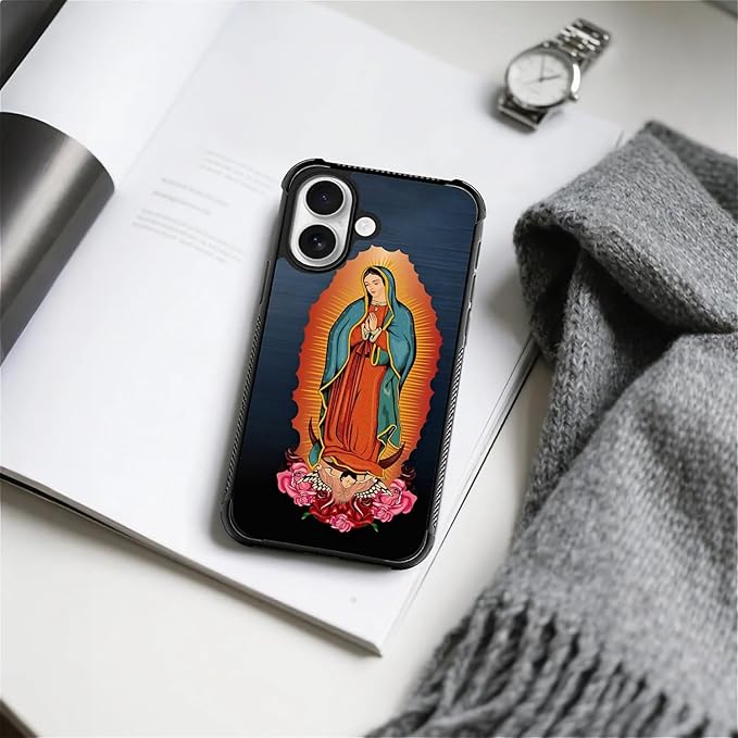 for iPhone 17 Case,for MagSafe Graphic Design for Girl Boy Soft Silicone Hard Acrylic Shock Protection Designed for iPhone 17 Red Virgen Guadalupe Pattern
