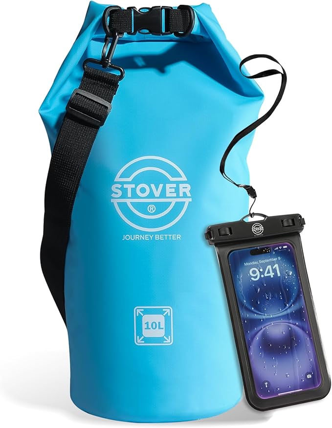 STOVER 5/10/25/30/40/55L Waterproof Dry Bag- Roll-Top Backpack w/Phone Case- Kayaking, Hiking, Camping, Boating- Men/Women
