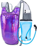 Blue Quartz Rave Hydration Backpack, Reflective Hiking Pack with 2L Water Bladder & Phone Pocket, Hydro Pack with Insulated Compartment for Festival Running Cycling for Men Women