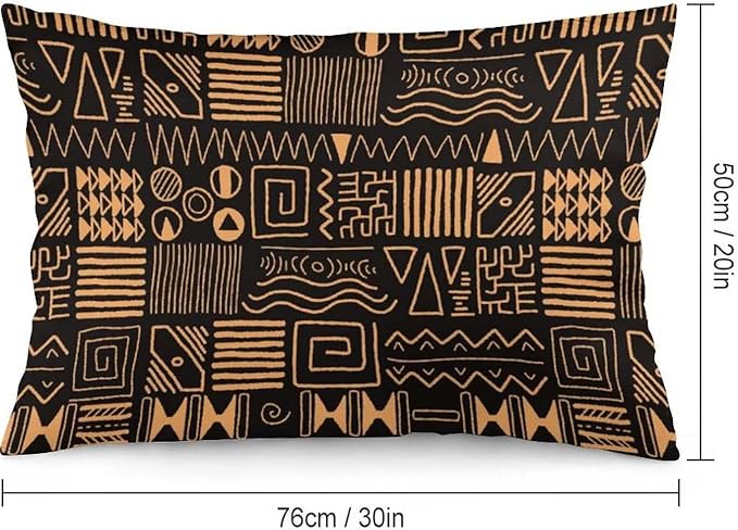 African Ethnic Pattern Throw Pillow Covers Set of 2 Queen Size Abstract Tribal Art Pillow Cushion Cases Standard Pillow Cases Decorative Pillowcase 20X30 Inch for Sofa Bed