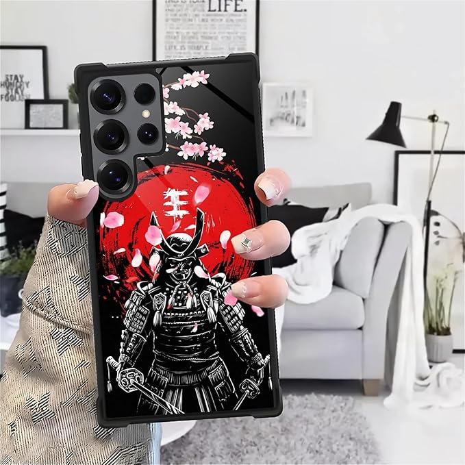 for Samsung Galaxy S25 Ultra Case,Graphic Design for Girl Boy Soft Silicone Hard Acrylic Shock Protection Designed for Samsung Galaxy S25 Ultra Sakura Japanese Samurai Pattern