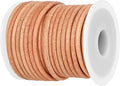GENIQUE Real/Genuine Round Leather String Cord for Necklace, Bracelets, Jewellery, Braiding (3mm, Natural Distressed)