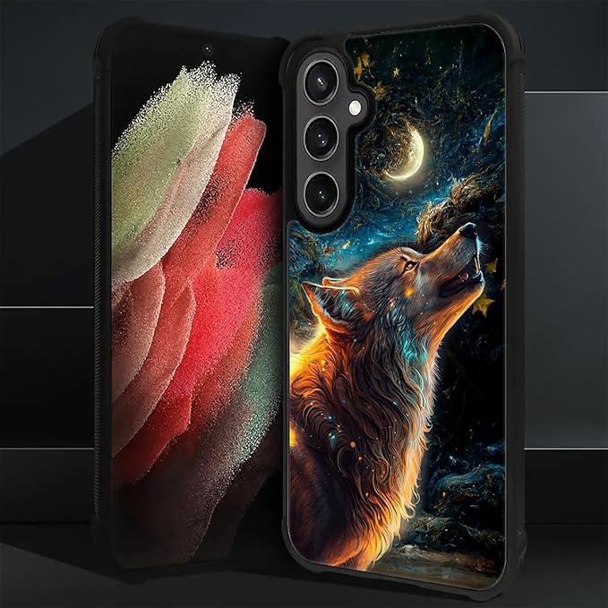 for Samsung Galaxy S23 FE Case, Star Cave Hungry Wolf Pattern Graphic Design Girl Boy Soft Silicone Hard Acrylic Shock Protection for Samsung Galaxy S23 FE