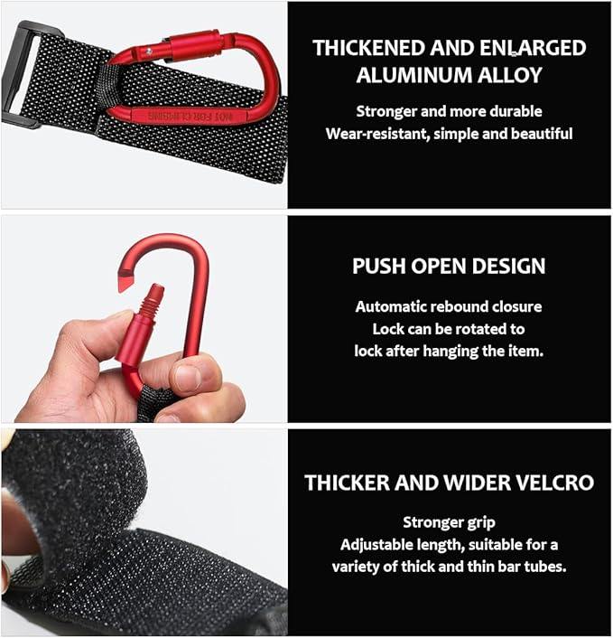 KVAEY 2 Pack Multipurpose Hook for Hanging Helmet, Goggle, Headsets, Durable Carabiners, Roll Bar Accessory Hook Hanger (Red)