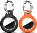 for Apple AirTag 2nd & 1st Gen, Waterproof Case for AirTag Holder Keychain,GPS Tracker Cover for Dog,Car Key,Luggage-F2-Black+Orange