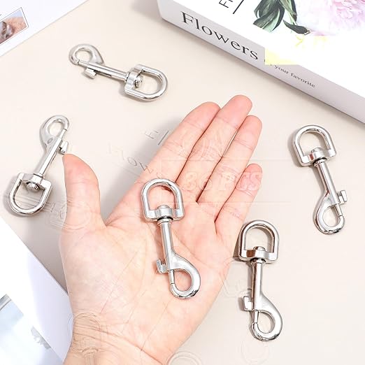 36 Pcs Swivel Snap Hooks, 2.76 Inch Heavy Duty Flag Clasp Single Ended Clip Hooks, Dog Leash Snap-Hook Multipurpose Bolt Snap for Pet Collar Keychain Camera (Silver)