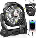 DOWILLDO 30000mAh Portable Battery Powered Camping Fan - with LED Light, Quiet Battery Operated, Camping Gear for Travel, Tent, Beach, Car or Hurricane Power Outages, Black