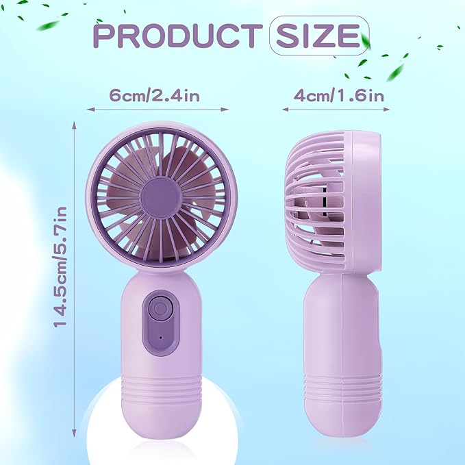 Rossesay 6 Pcs Mini Portable Fan Bulk Cute Handheld Lightweight Small Little Personal Hand Eyelash Fan 3 Speeds USB Rechargeable for Women Men Indoor Outdoor Makeup Travel (Purple)