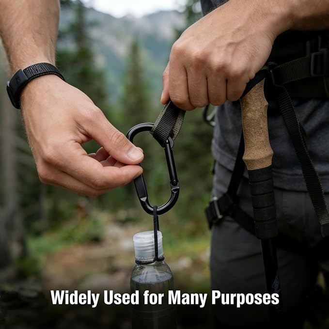 DELSWIN Heavy Duty Carabiner Clip 900lbs, 3 Inch Steel Carabiners for Keychain, Camping, Hiking, Backpack, Dog Leash, Hammock, Gym - D-Shaped Spring Hook Black