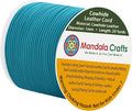 Mandala Crafts Round Genuine Teal Leather Cord for Jewelry Making – 1mm Cowhide Leather Rope String Lace for Kumihimo – 20 Yards Cowhide Craft Cording Spool