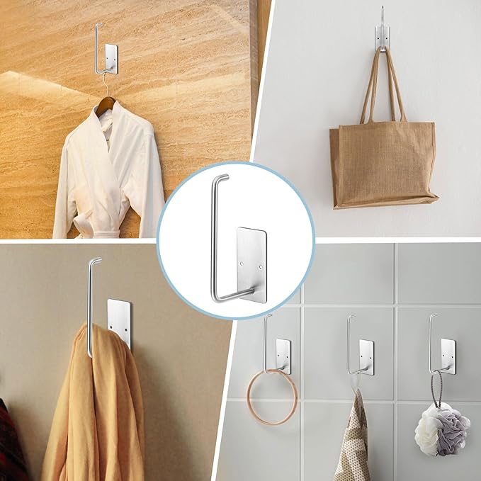 Hat Racks for Baseball Caps 2 Pack, Stainless Steel Adhesive Hat Hanger Hooks Holder for Wall, Multi-Purpose Strong Hook Organizer Can Hold More Than 10 Hats for Door/Closet