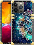 Compatible with iPhone 15 Pro Case, Starry Sky Colourful Mandala Luxury Golden Decoration for Girl Women Soft TPU Shockproof Protective Hard PC Back for iPhone 15 Pro