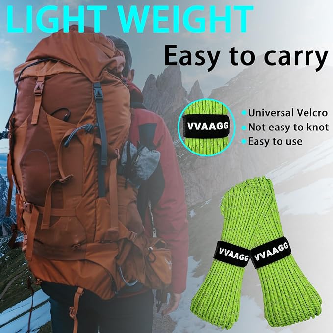 VVAAGG Reflective Paracord Rope 100FT, 7 Strand Nylon para Cord Lanyard Utility 550 Parachute Cord, 4mm Thin Tent Rope for Outdoor Camping Hiking