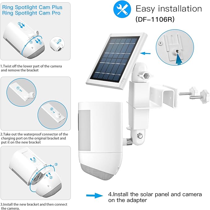HOLACA 2-in-1 Weatherproof Gutter Mount for Stick Up Cam Pro Solar Panel, Spotlight Cam Pro Battery and Stick Up Cam Plus Battery Outdoor Mount Accessories for Ring Super Solar Panel (White)